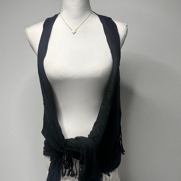 Mustang Rhinestone Fringe Vest Size Medium-Large Unique black open-front vest - Picture 2 of 4